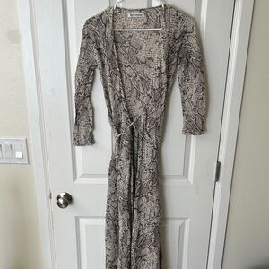 Reformation Long Sleeve Dress - Black and Cream Snake Print